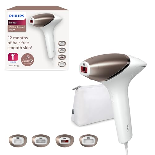 Philips Lumea IPL Hair Removal 8000 Series - Hair Removal Device with SenseIQ Technology, 4 Attachments for Body, Face Bikini and Underarm, Corded Use (Model BRI948/00)