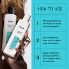 Nioxin Scalp + Hair Thickening System 3 Loyalty Kit - Hair Thickening System for Coloured, Dry and Damaged Hair with Light Thinning - Shampoo, Conditioner and Scalp Treatment, 300+300+100ml - Damaged Box