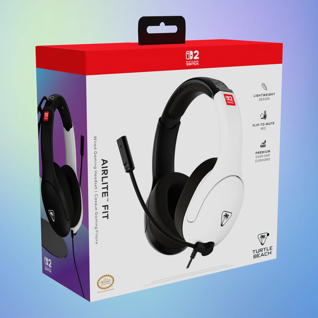 Turtle Beach AirLite Fit Wired Gaming Headset for Nintendo Switch OLED - Black & White, Flip-to-Mute Mic, Over-Ear Headphones