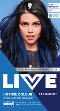 Schwarzkopf LIVE Intense Colour U67 Blue Mercury, Long-lasting Permanent Blue Hair Dye, With Extra Colour Refresh Gloss - Damaged Box