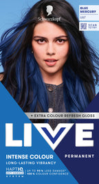 Schwarzkopf LIVE Intense Colour U67 Blue Mercury, Long-lasting Permanent Blue Hair Dye, With Extra Colour Refresh Gloss - Damaged Box