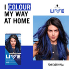 Schwarzkopf LIVE Intense Colour U67 Blue Mercury, Long-lasting Permanent Blue Hair Dye, With Extra Colour Refresh Gloss - Damaged Box