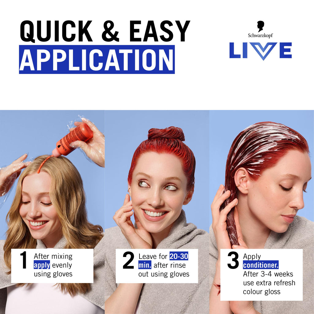 Schwarzkopf LIVE Intense Colour U67 Blue Mercury, Long-lasting Permanent Blue Hair Dye, With Extra Colour Refresh Gloss - Damaged Box