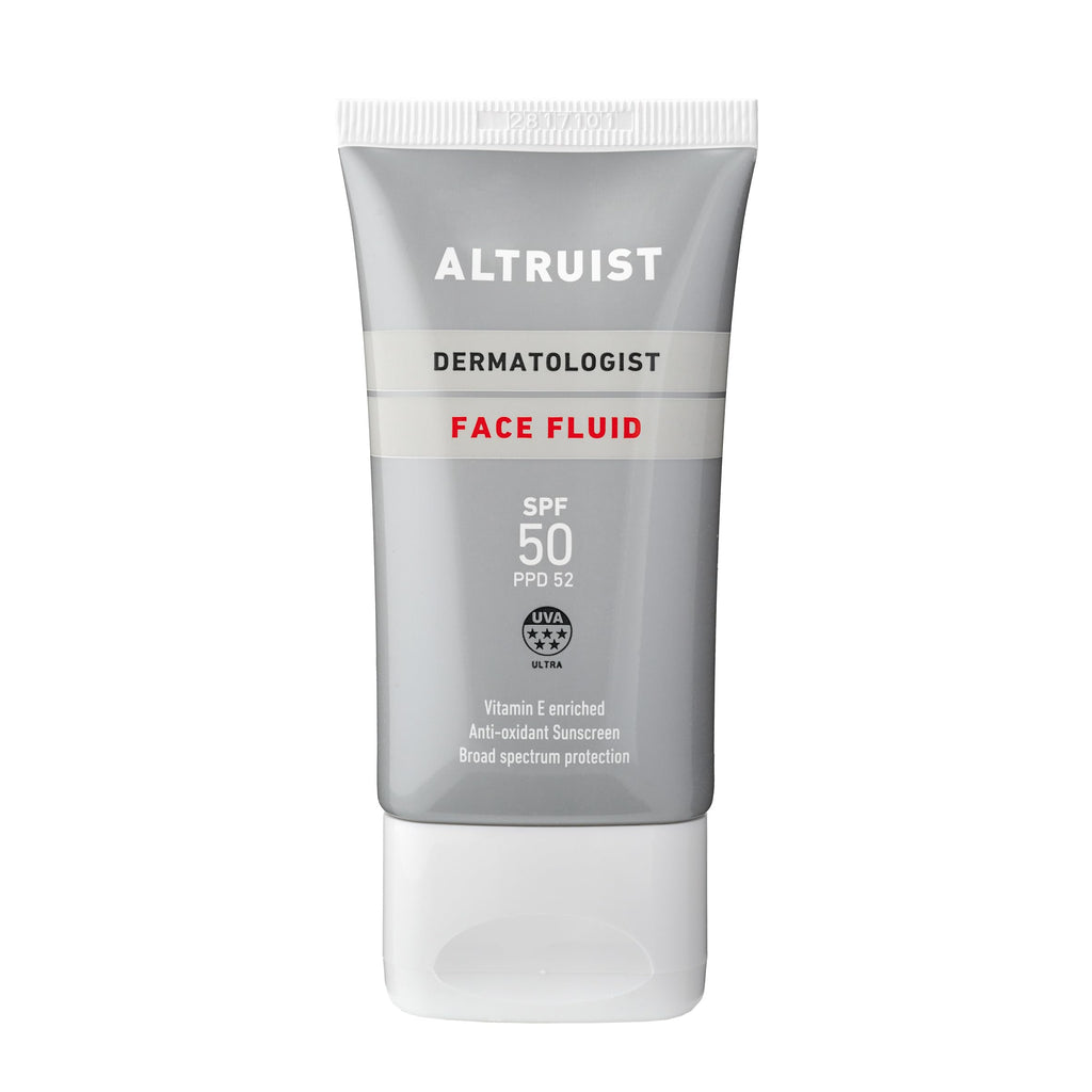 Altruist Dermatologist Sunscreen Fluid SPF - Superior 5star UVA face protection by Dr Andrew Birnie premium antioxidant, White, Unscented, 50 millilitre - Damaged Box