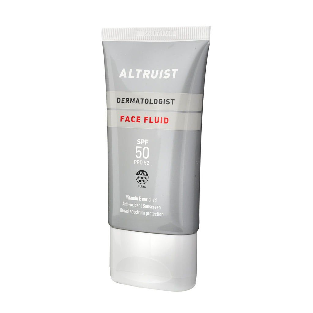 Altruist Dermatologist Sunscreen Fluid SPF - Superior 5star UVA face protection by Dr Andrew Birnie premium antioxidant, White, Unscented, 50 millilitre - Damaged Box