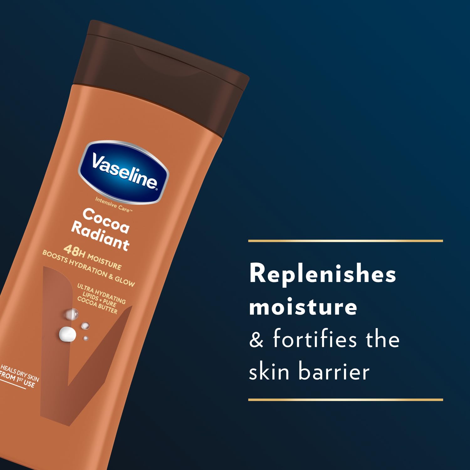 Vaseline Cocoa Radiant Body Lotion - Deep Moisturising Body Cream with Vaseline Jelly & 100% Cocoa Butter - Repairs Dry, Itchy Skin and Restores Natural Glow 6x 400ml - Damaged Box