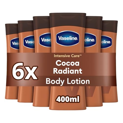 Vaseline Cocoa Radiant Body Lotion - Deep Moisturising Body Cream with Vaseline Jelly & 100% Cocoa Butter - Repairs Dry, Itchy Skin and Restores Natural Glow 6x 400ml - Damaged Box