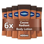 Vaseline Cocoa Radiant Body Lotion - Deep Moisturising Body Cream with Vaseline Jelly & 100% Cocoa Butter - Repairs Dry, Itchy Skin and Restores Natural Glow 6x 400ml - Damaged Box