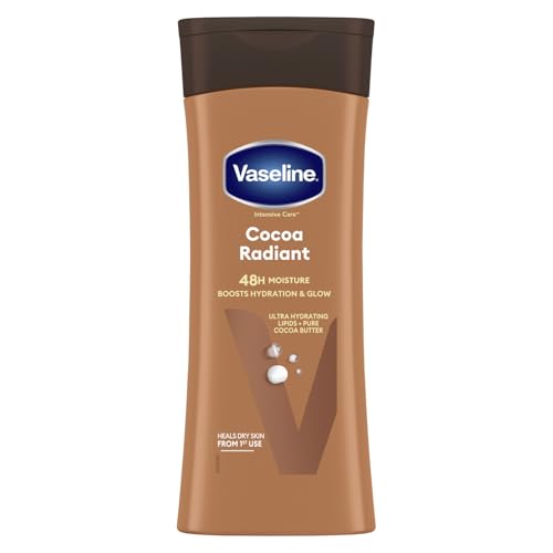 Vaseline Cocoa Radiant Body Lotion - Deep Moisturising Body Cream with Vaseline Jelly & 100% Cocoa Butter - Repairs Dry, Itchy Skin and Restores Natural Glow 6x 400ml - Damaged Box