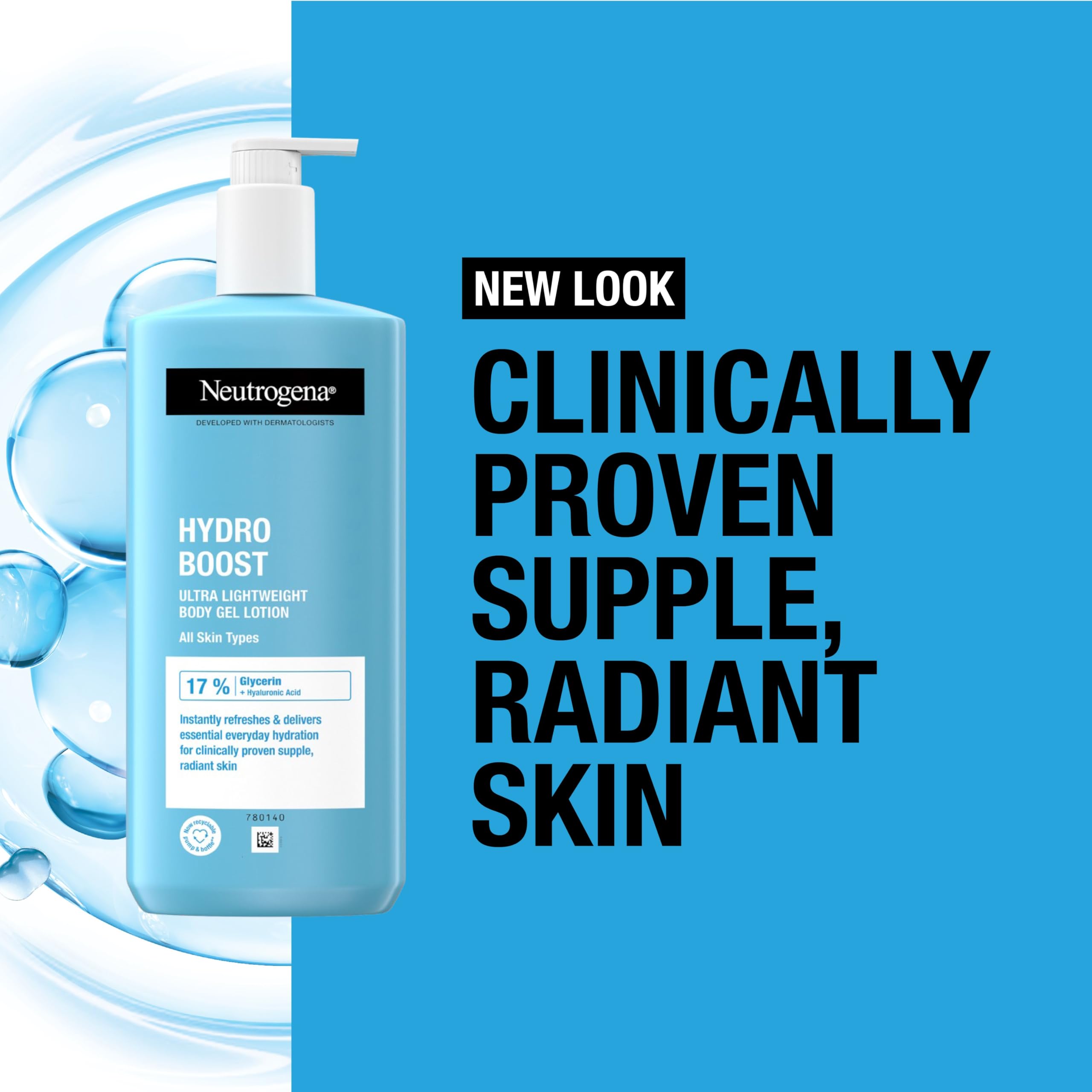 Neutrogena Hydro Boost Body Gel Cream (1x 400ml), Body Lotion with Refreshing and Ultra-Light Formula for Normal to Dry Skin, Naturally Derived Hyaluronic Acid, Body Moisturiser for Advanced Hydration - Damaged Box