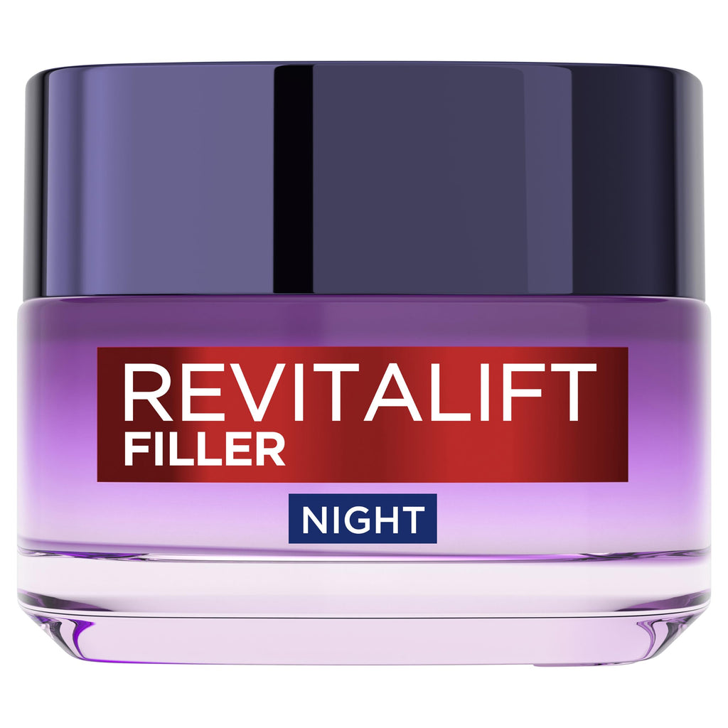 L'Or'eal Paris Night Cream, Revitalift Filler Replumping Anti-Ageing Hyaluronic Acid Night Cream, Smooth Wrinkles, Moisturise, and Replumps Skin with Micro and Micro-Epidermic Hyaluronic Acid, 50ml - Damaged Box