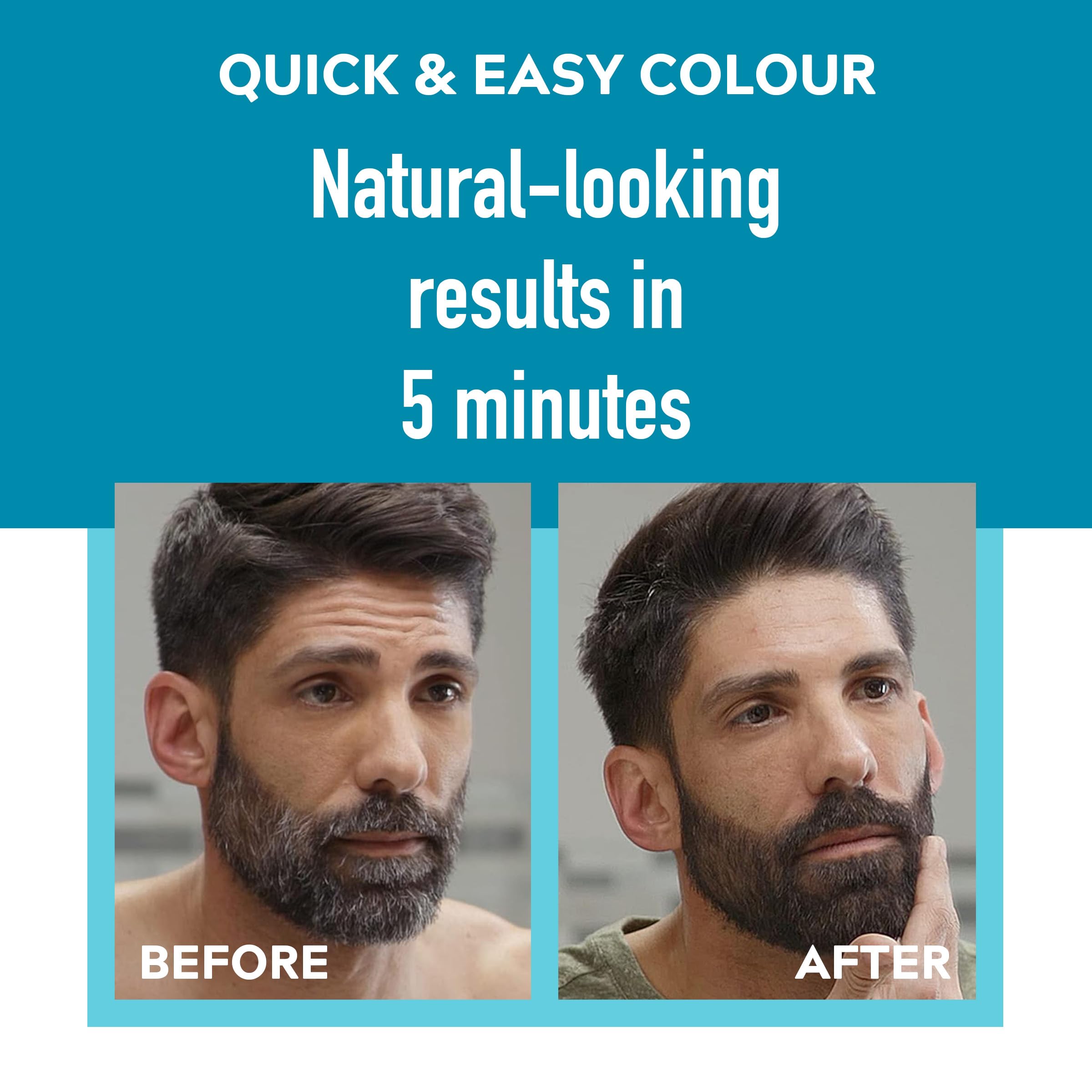 Just for men Moustache & Beard Real Black Dye , Eliminates Grey for a Thicker & Fuller Look M55 - Damaged Box