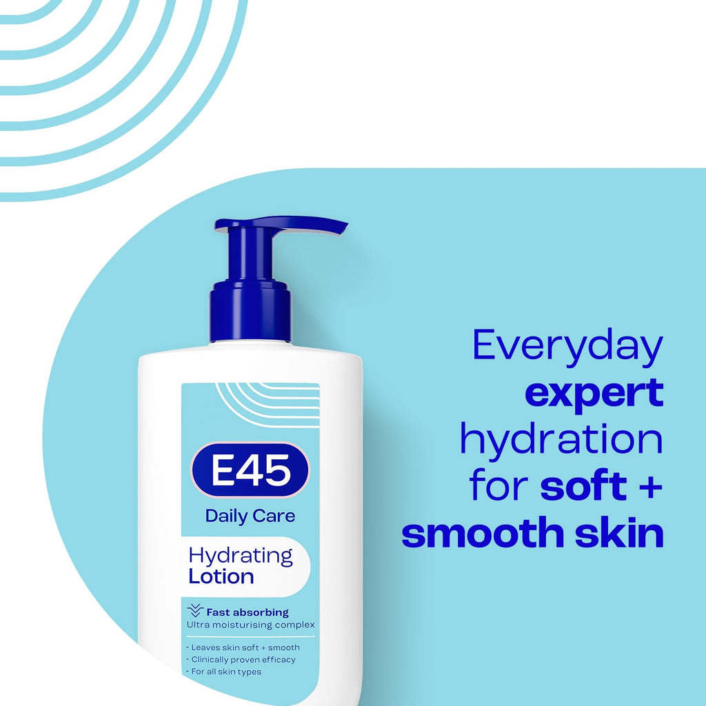 E45 Daily Lotion 400ml - Hydrating, Non-Greasy, Perfume-Free Moisturiser for Face, Hand & Body - All Skin Types - Damaged Box
