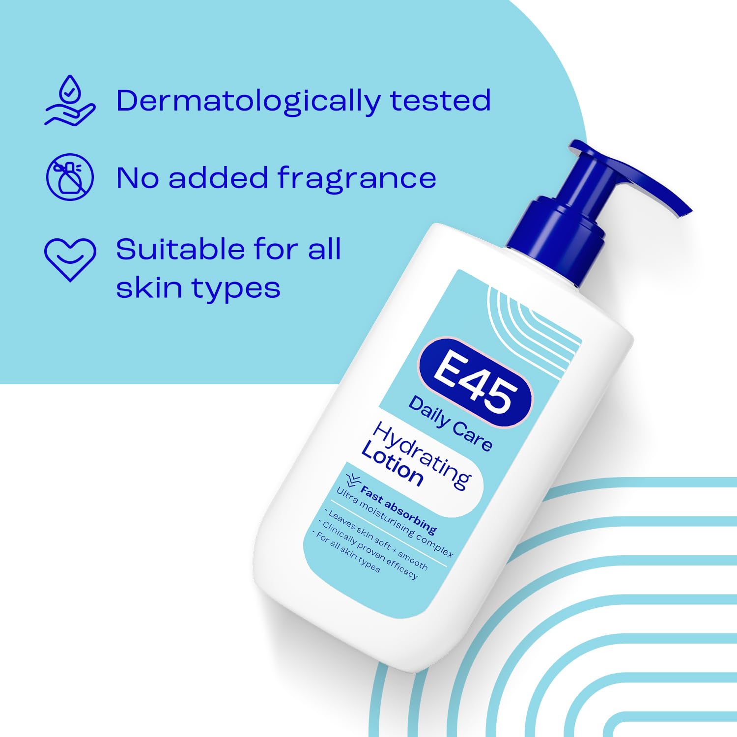 E45 Daily Lotion 400ml - Hydrating, Non-Greasy, Perfume-Free Moisturiser for Face, Hand & Body - All Skin Types - Damaged Box