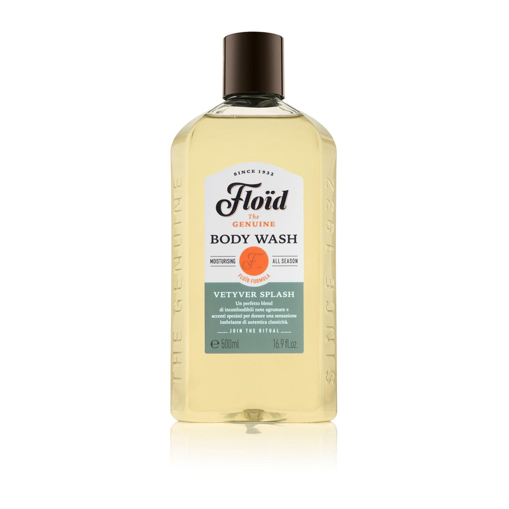 Floid Vetyver Splash Body Wash (500ml), Men's Body Wash Cleanses, Moisturises, and Purifies Skin without Drying it Out, Nourishing Skin Care with an Unmistakable Scent