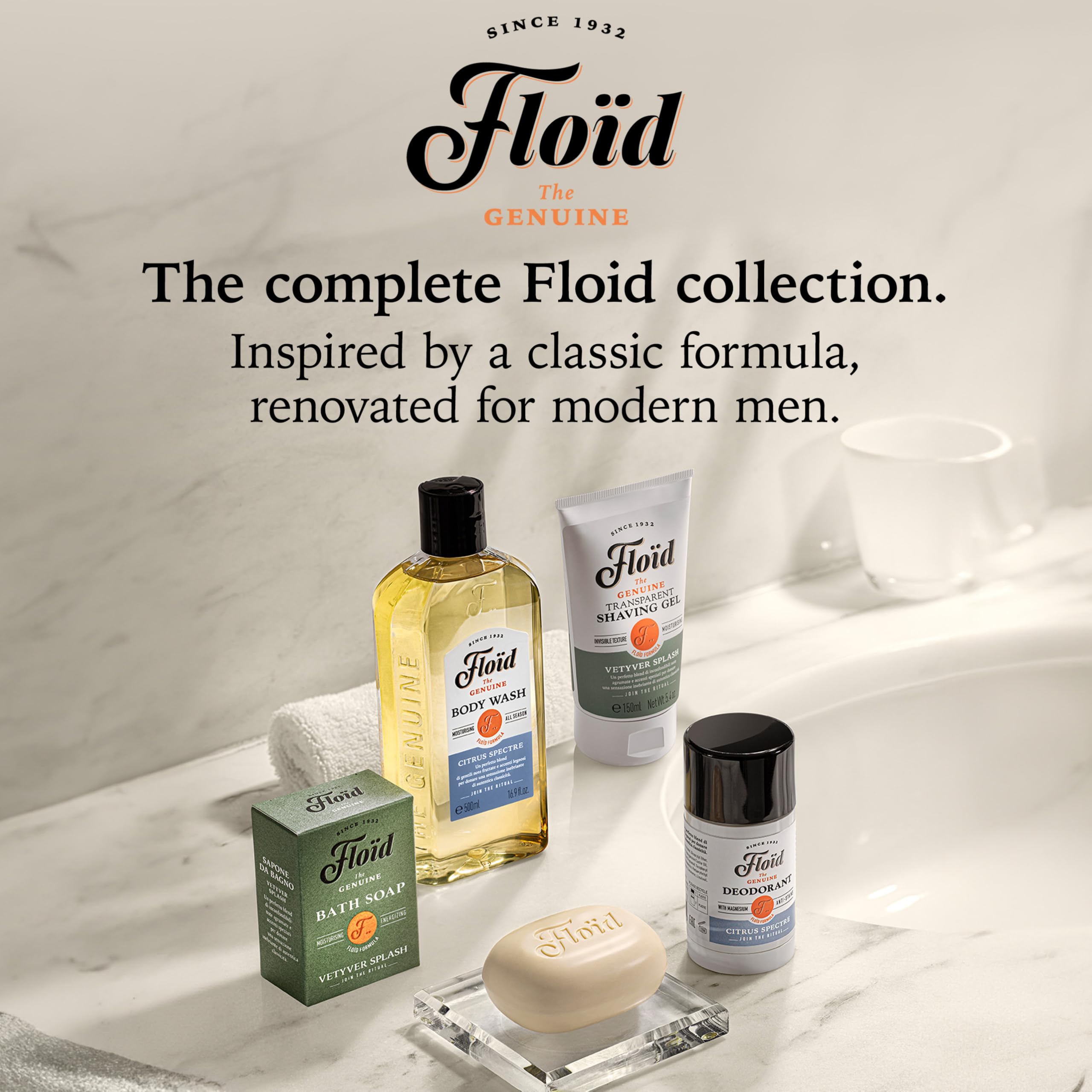 Floid Vetyver Splash Body Wash (500ml), Men's Body Wash Cleanses, Moisturises, and Purifies Skin without Drying it Out, Nourishing Skin Care with an Unmistakable Scent