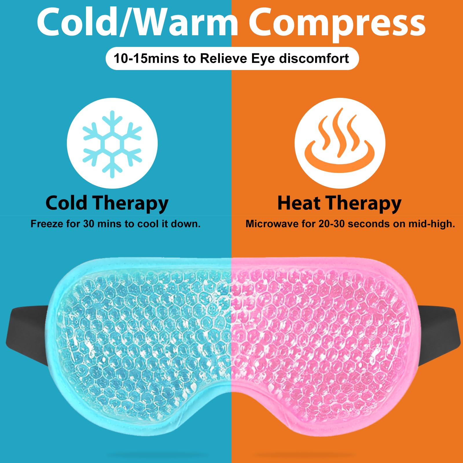 BeeVines Cooling Gel Eye Mask, 2 Pack Gel Cold Pack for Puffy Eyes, Eye Mask for Dark Circles, Dry Eyes, Cold & Warm Sleep Compress for Post Surgery, Puffiness, Allergies (01 Blue & Pink) - Damaged Box
