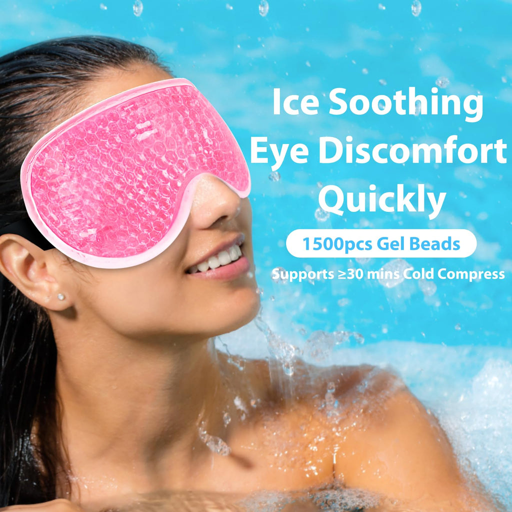 BeeVines Cooling Gel Eye Mask, 2 Pack Gel Cold Pack for Puffy Eyes, Eye Mask for Dark Circles, Dry Eyes, Cold & Warm Sleep Compress for Post Surgery, Puffiness, Allergies (01 Blue & Pink) - Damaged Box