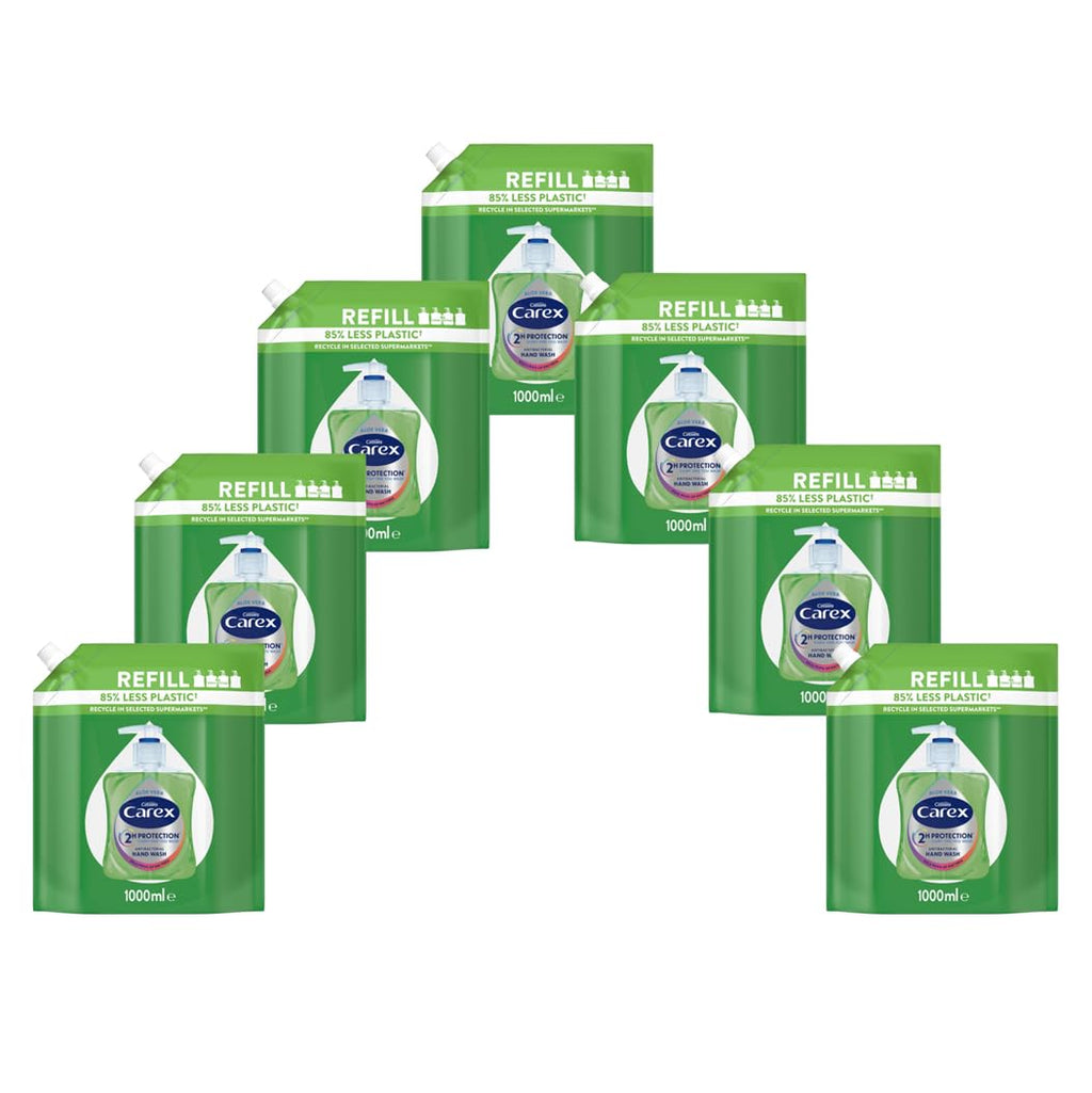 Carex 2 Hour Protection Antibacterial Moisture Hand Wash Refills, Liquid Hand Soap Eco Refill for Homes & Businesses, Caring Hand Wash, Bulk Buy, Pack of 3 x 1 litre - Damaged Box