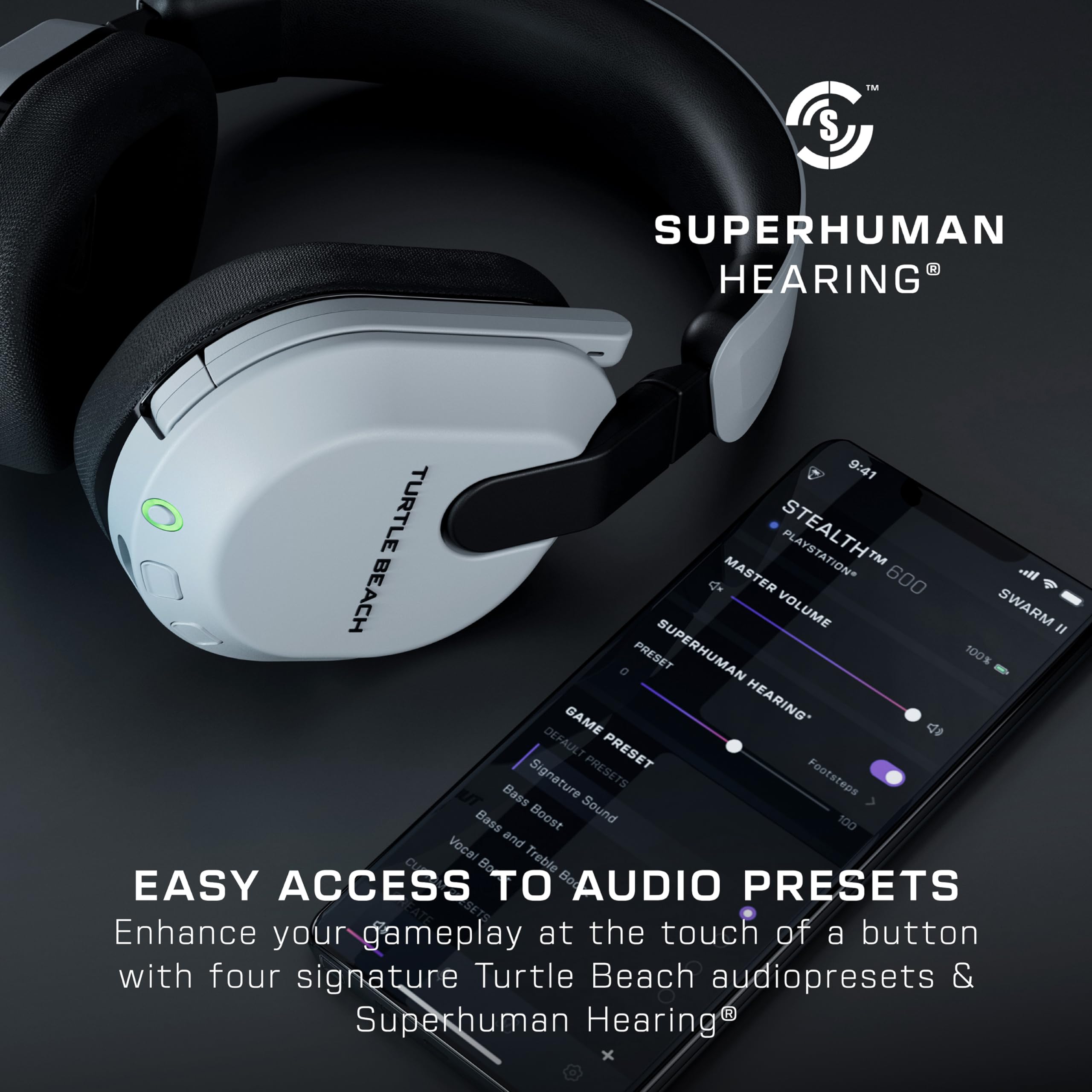 Turtle Beach Stealth 600 Wireless Gaming Headset - White - PlayStation PS5 PS4 Switch PC Mobile - 80hr Battery 50mm Speakers Bluetooth