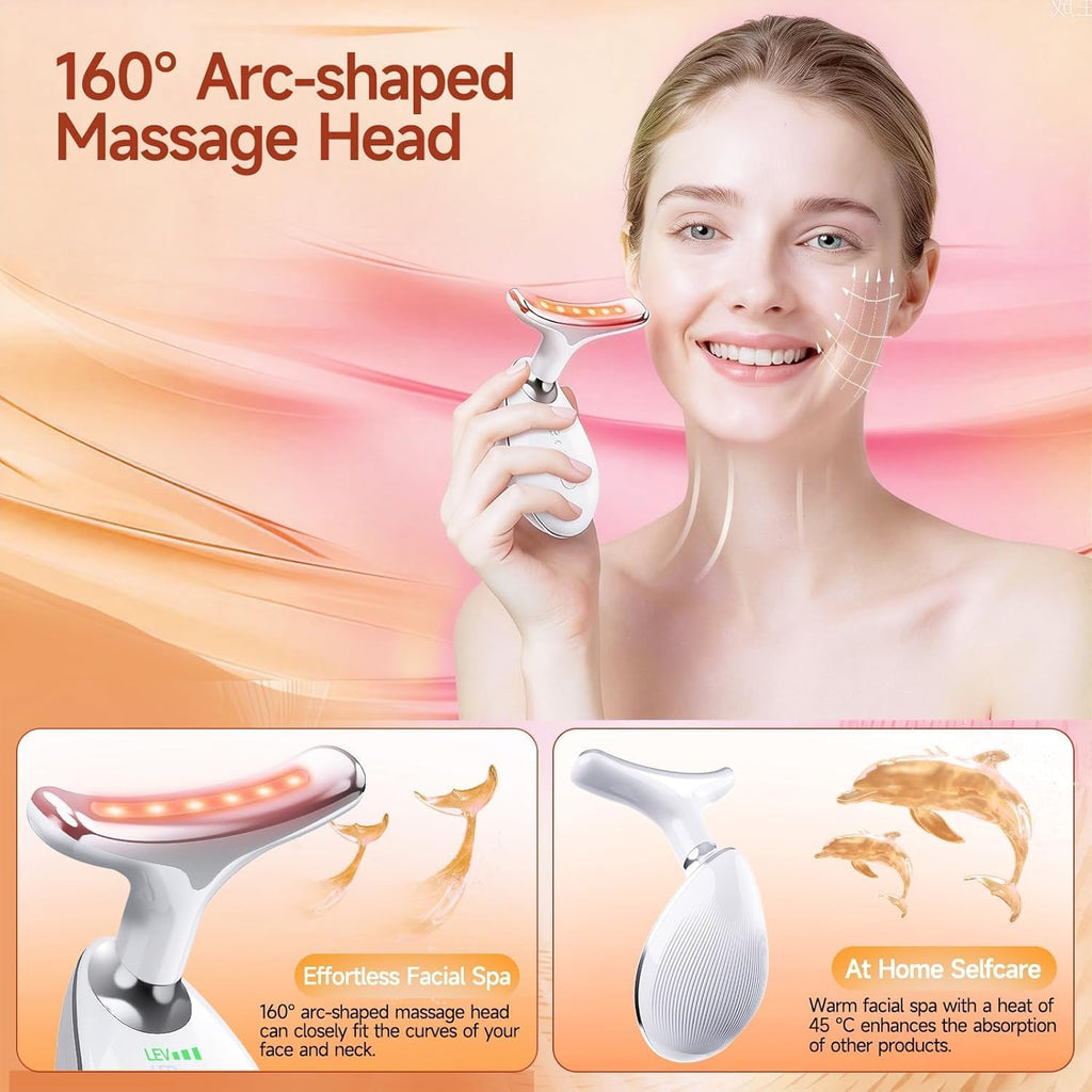 7-in-1 Face Massager with Heat & LED - Facial Sculpting Tool for Neck & Jawline - Skin Tightening & Anti-Wrinkle Device - Damaged Box