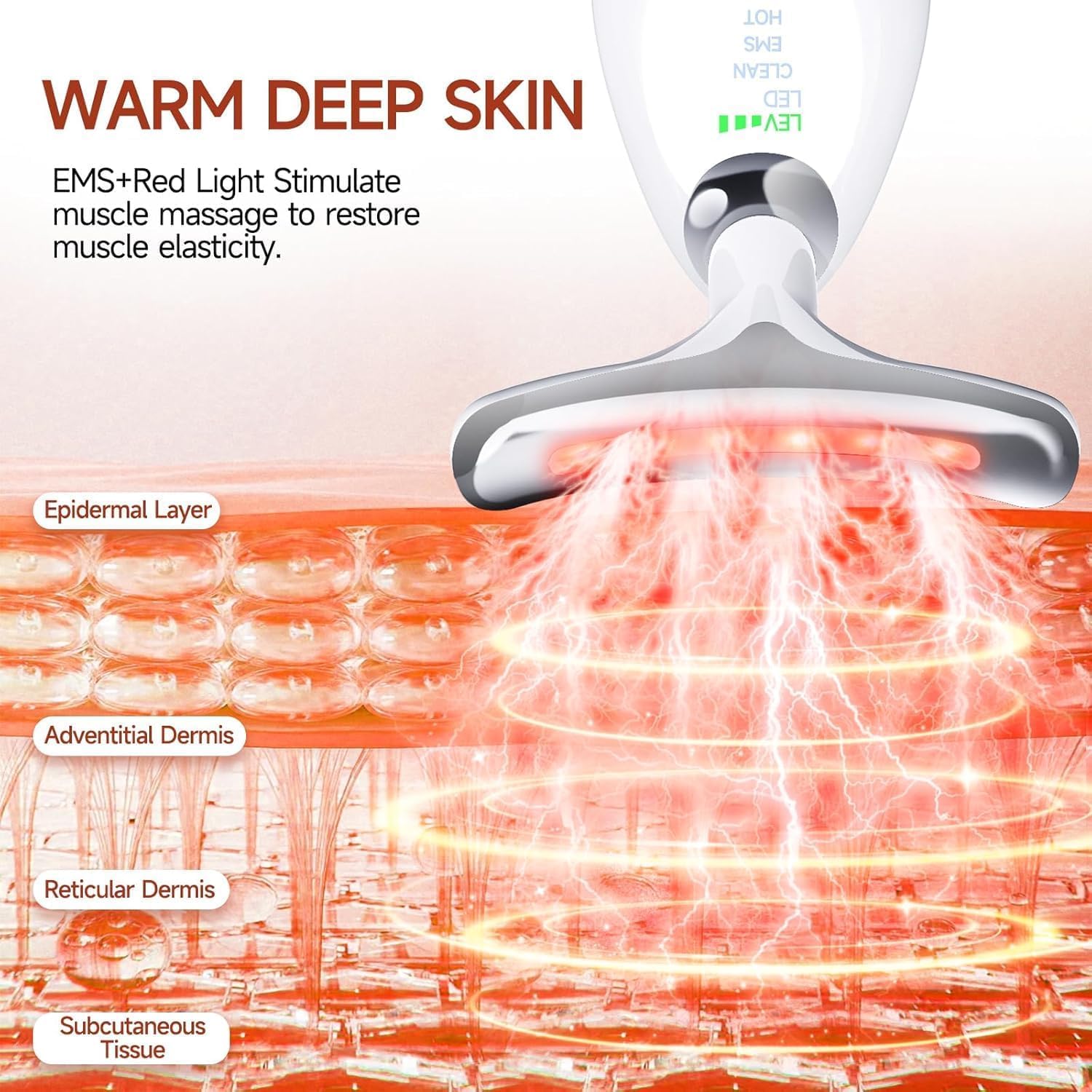 7-in-1 Face Massager with Heat & LED - Facial Sculpting Tool for Neck & Jawline - Skin Tightening & Anti-Wrinkle Device - Damaged Box