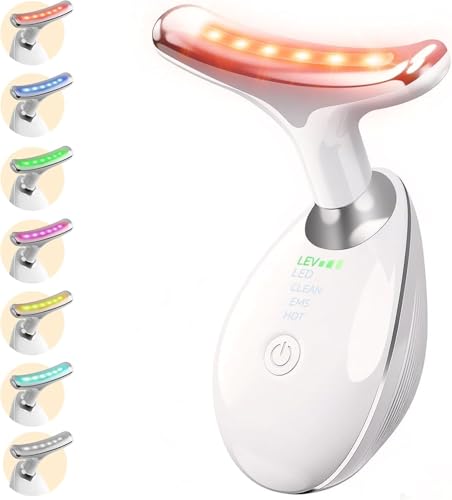 7-in-1 Face Massager with Heat & LED - Facial Sculpting Tool for Neck & Jawline - Skin Tightening & Anti-Wrinkle Device - Damaged Box