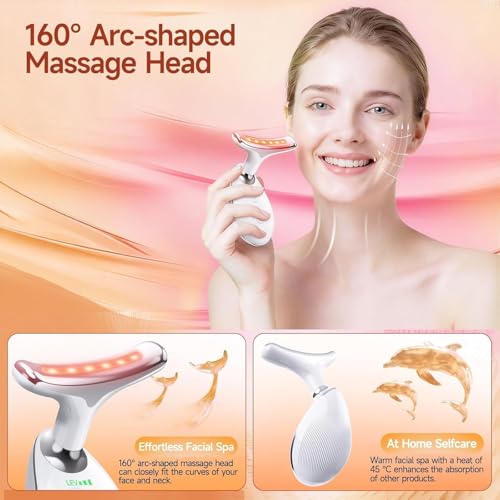 7-in-1 Face Massager with Heat & LED - Facial Sculpting Tool for Neck & Jawline - Skin Tightening & Anti-Wrinkle Device - Damaged Box