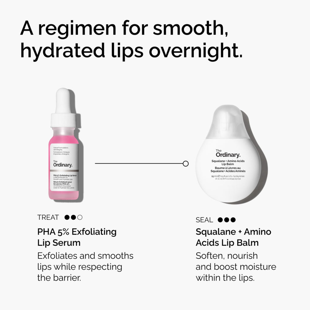 The Ordinary PHA 5% Exfoliating Lip Serum, Hydrating Overnight Lip Exfoliator Treatment, 15ml - Damaged Box