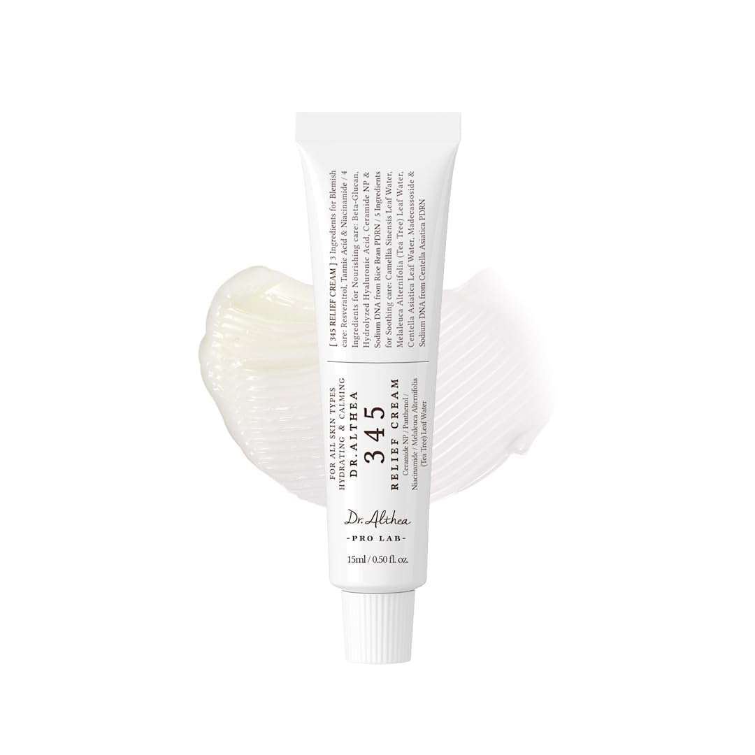 Dr.Althea 345 Relief Cream | PDRN & Hyaluronic Acid for Hydration, Blemish Care | Post-Acne Face Moisturizer with Centella & Niacinamide | Korean Vegan Skincare, 15ml - Damaged Box