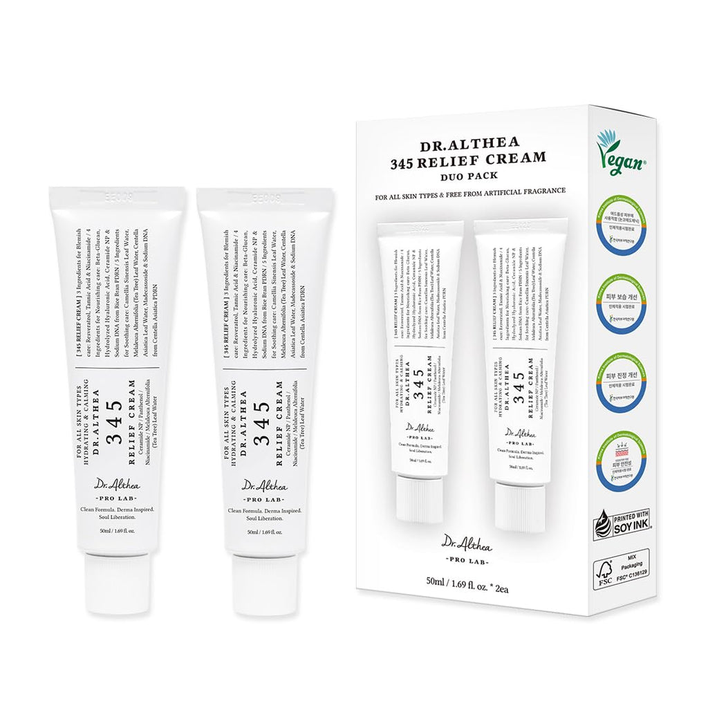 Dr.Althea 345 Relief Cream | PDRN & Hyaluronic Acid for Hydration, Blemish Care | Post-Acne Face Moisturizer with Centella & Niacinamide | Korean Vegan Skincare, 15ml - Damaged Box
