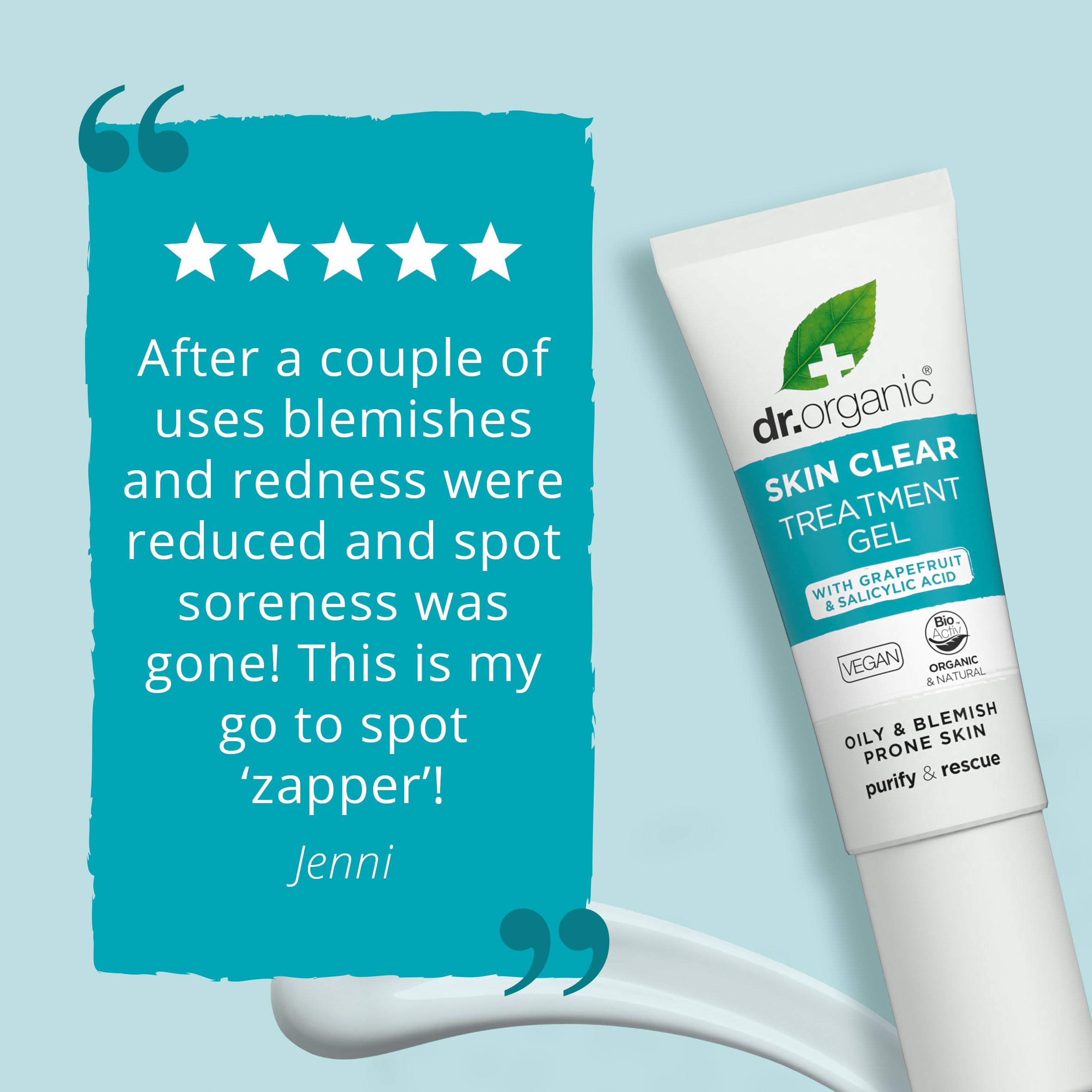 Dr Organic Skin Clear 5-in-1 Treatment Gel - Salicylic Acid, Oily Skin, Vegan, 10ml