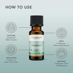 Tisserand Organic Rosemary Essential Oil 20ml - 100% Pure for Aromatherapy, Hair & Focus