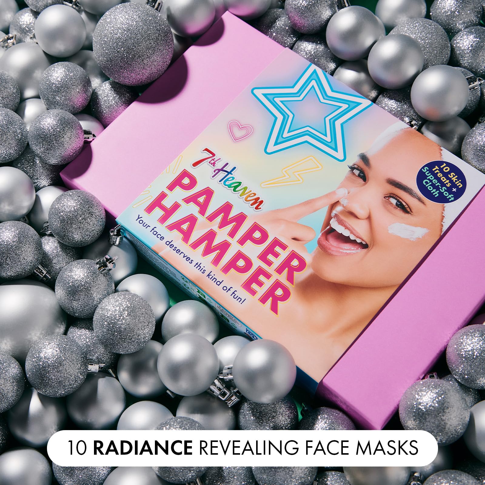 7th Heaven Luxury Pamper Hamper - 10 Face Masks & Spatula - Beauty Gift Set for Women - Skincare Set with Peel-Off, Clay & Hydrating Masks - Spa Experience at Home Skin Care - Damaged Box