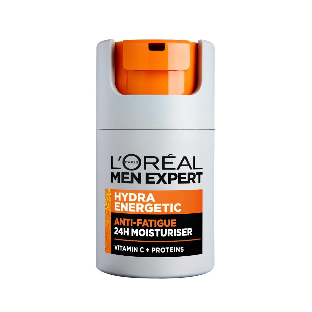 L'Or'eal Men Expert Hydra Energetic Anti-Fatigue Moisturiser: 24hr Hydration for Men's Skin. Combats Dryness and Dark Circles. Fast-absorbing, Enriched with Vitamin C. 50ml
