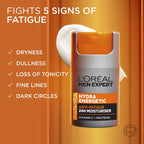 L'Or'eal Men Expert Hydra Energetic Anti-Fatigue Moisturiser: 24hr Hydration for Men's Skin. Combats Dryness and Dark Circles. Fast-absorbing, Enriched with Vitamin C. 50ml