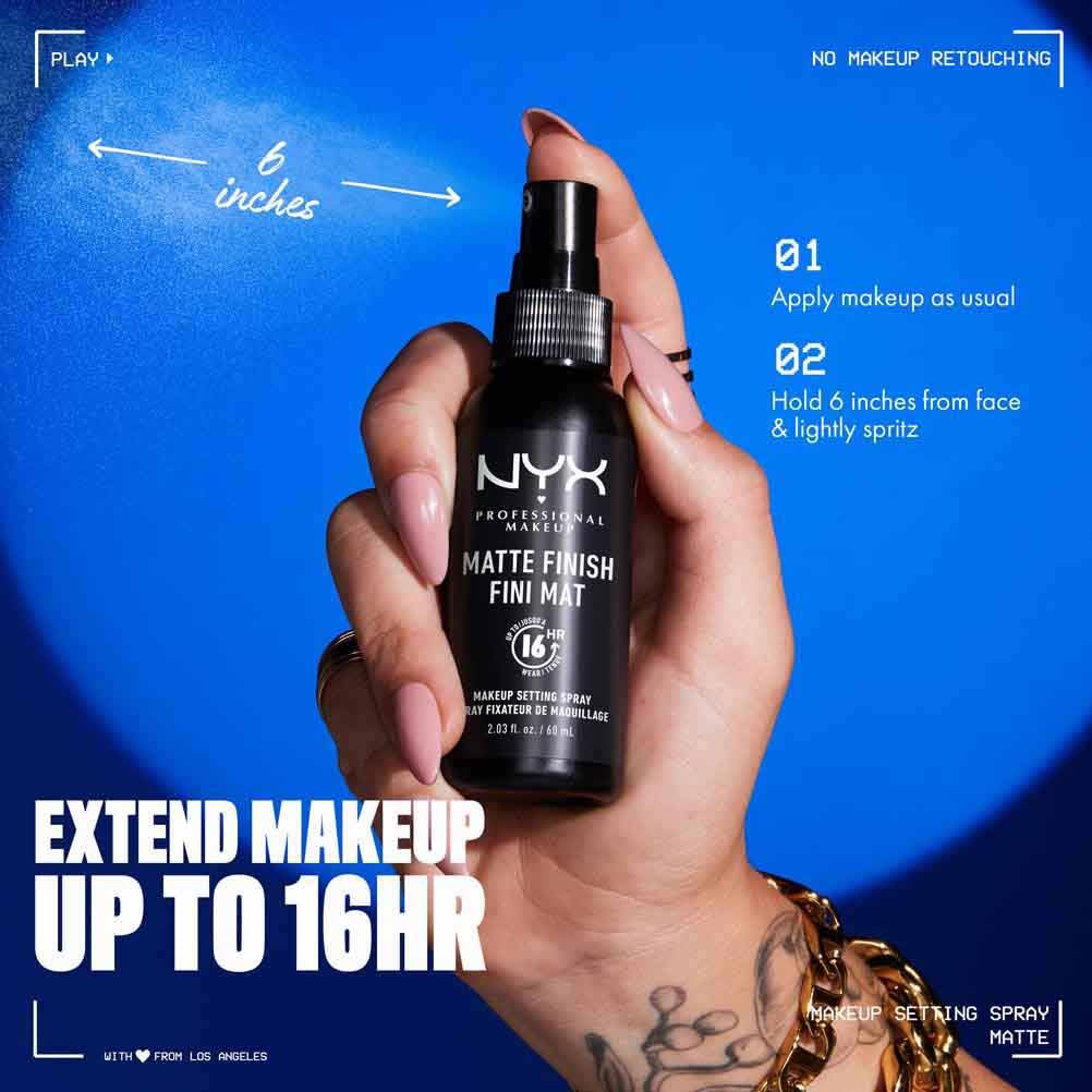 NYX Professional Makeup Setting Spray for Face, Matte Setting Spray, Up to 16 Hour Makeup Wear, Long Lasting Shine Free Finish, Lightweight, Regular 60ml