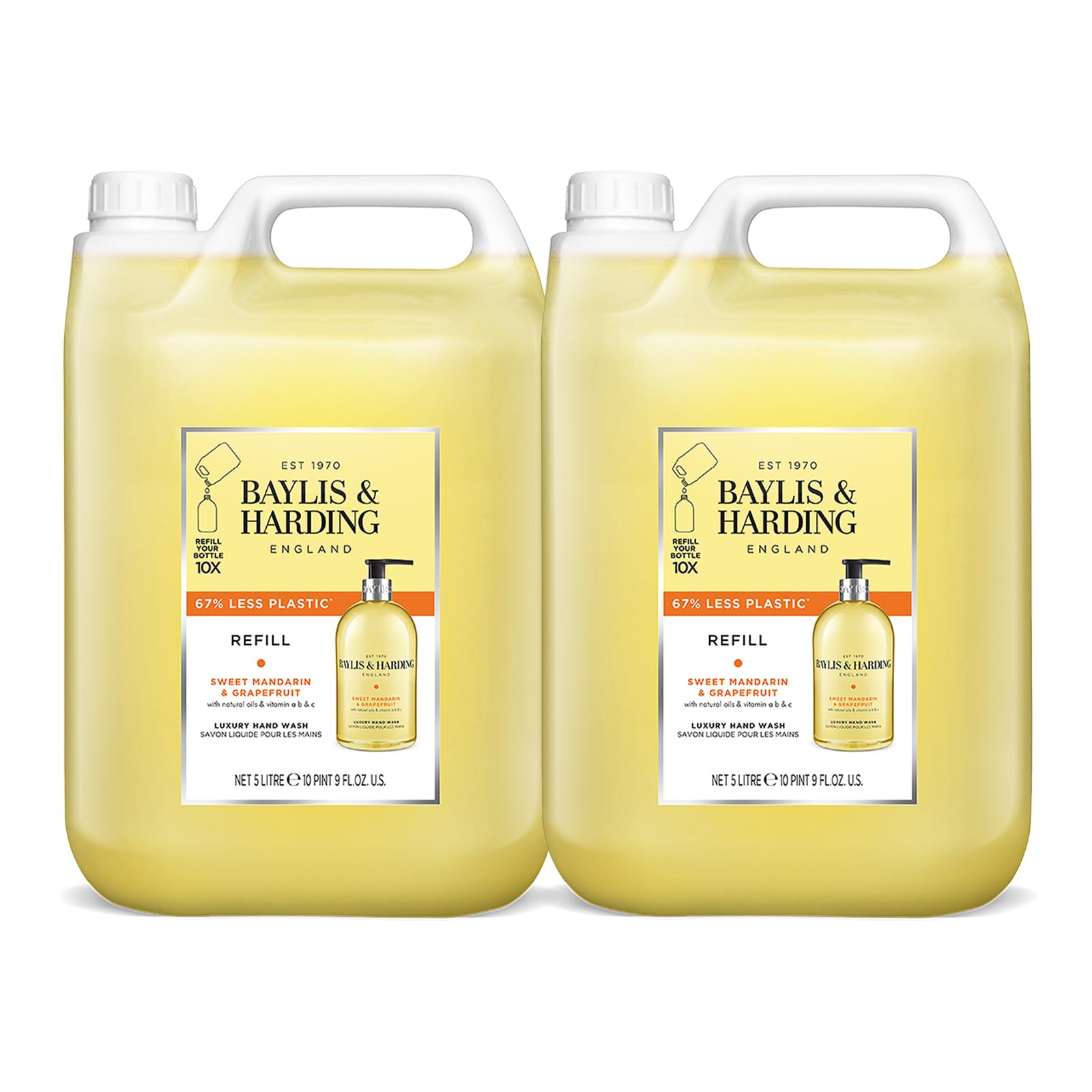 Baylis & Harding Sweet Mandarin & Grapefruit Hand Wash 1 Litre Refill Pouch (Pack of 3) - Vegan Friendly - Damaged Box