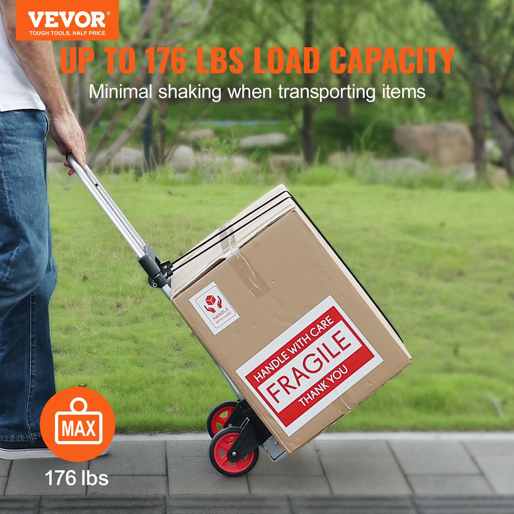 VEVOR Folding Hand Truck — 176 lbs Load Capacity, Portable Aluminium Cart Dolly with Telescoping Handle, Rubber Wheels - Like New