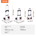 VEVOR Folding Hand Truck — 176 lbs Load Capacity, Portable Aluminium Cart Dolly with Telescoping Handle, Rubber Wheels - Like New