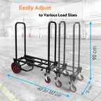 Pyle Folding Utility Cart - Heavy-Duty Adjustable Trolley with Wheels - Extends 60-102cm - Lightweight Multi-Purpose Equipment Cart - Damaged Box