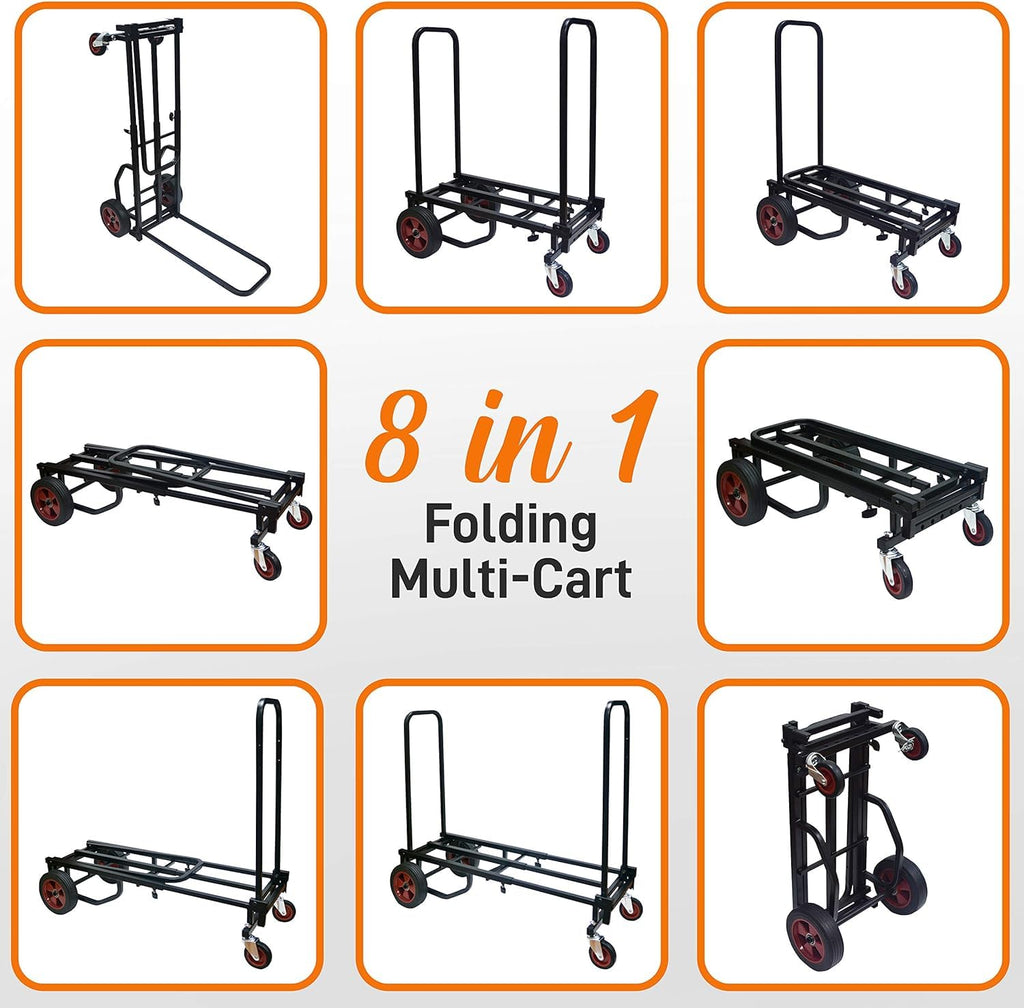 Pyle Folding Utility Cart - Heavy-Duty Adjustable Trolley with Wheels - Extends 60-102cm - Lightweight Multi-Purpose Equipment Cart - Damaged Box