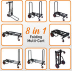 Pyle Folding Utility Cart - Heavy-Duty Adjustable Trolley with Wheels - Extends 60-102cm - Lightweight Multi-Purpose Equipment Cart - Damaged Box