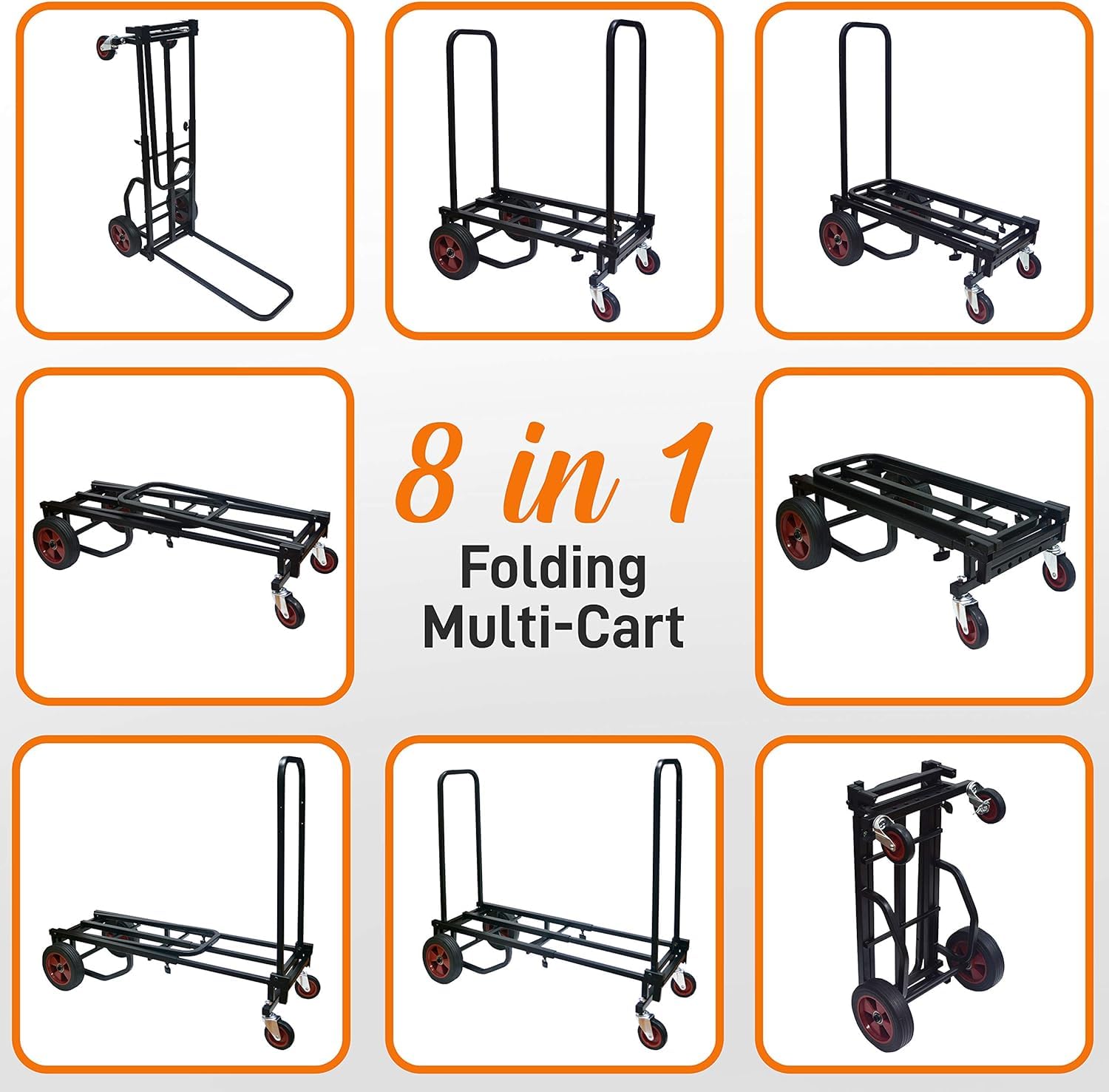 Pyle Folding Utility Cart - Heavy-Duty Adjustable Trolley with Wheels - Extends 60-102cm - Lightweight Multi-Purpose Equipment Cart - Damaged Box