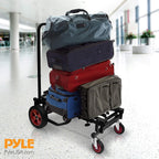 Pyle Folding Utility Cart - Heavy-Duty Adjustable Trolley with Wheels - Extends 60-102cm - Lightweight Multi-Purpose Equipment Cart - Damaged Box