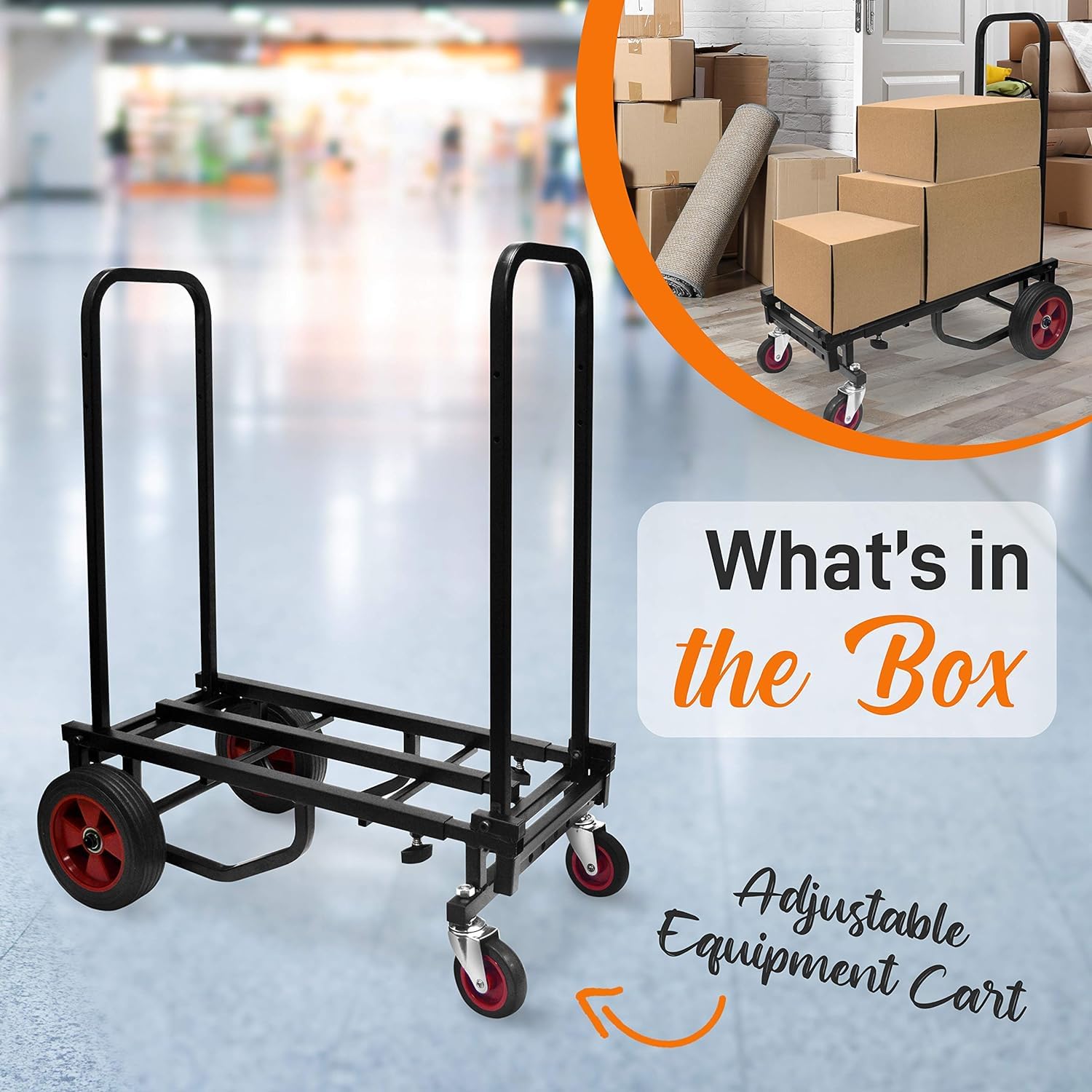 Pyle Folding Utility Cart - Heavy-Duty Adjustable Trolley with Wheels - Extends 60-102cm - Lightweight Multi-Purpose Equipment Cart - Damaged Box