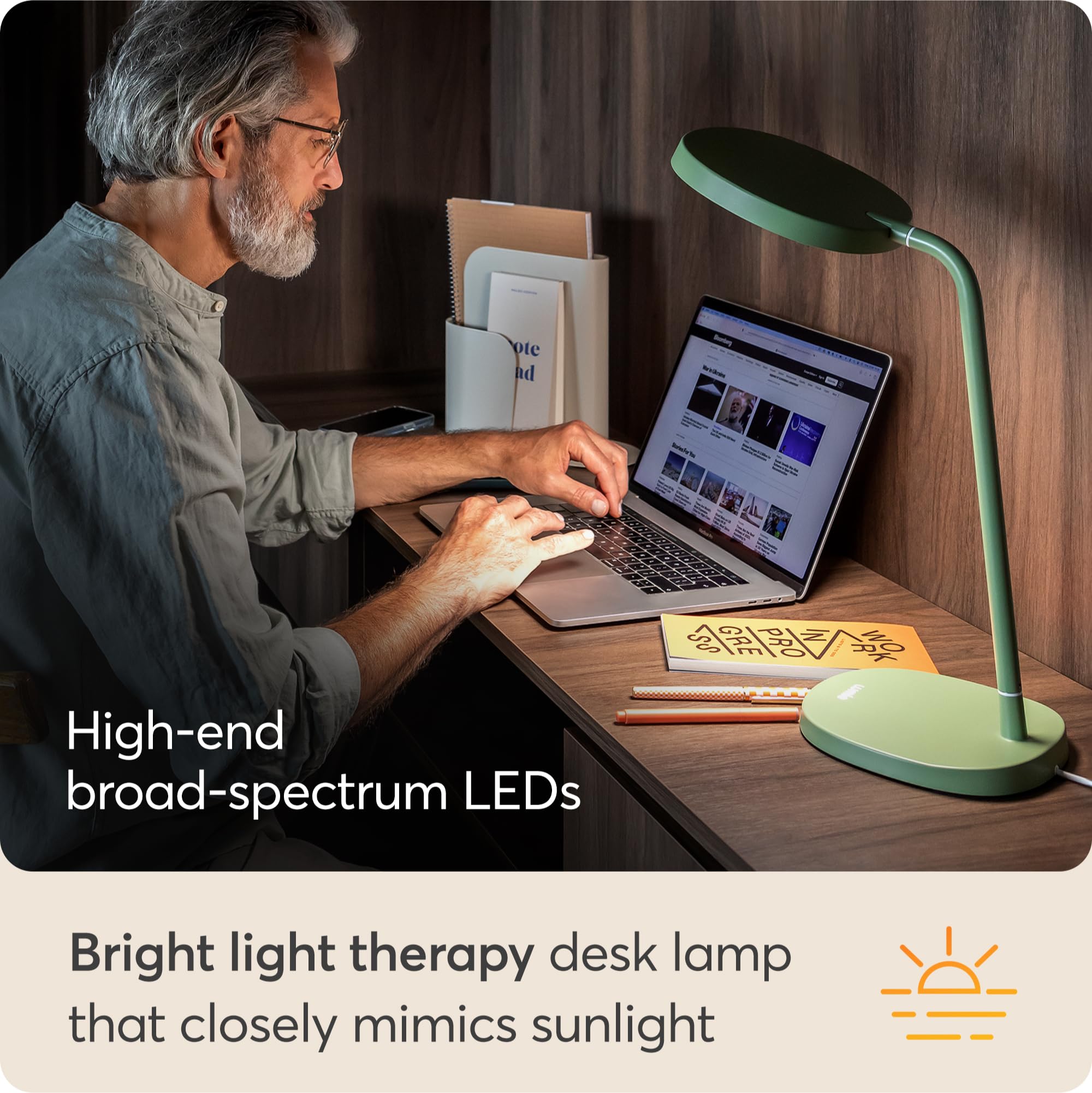 Lumie Task LED Desk Lamp - Bright Light Therapy for SAD - Sage Green - Very Good
