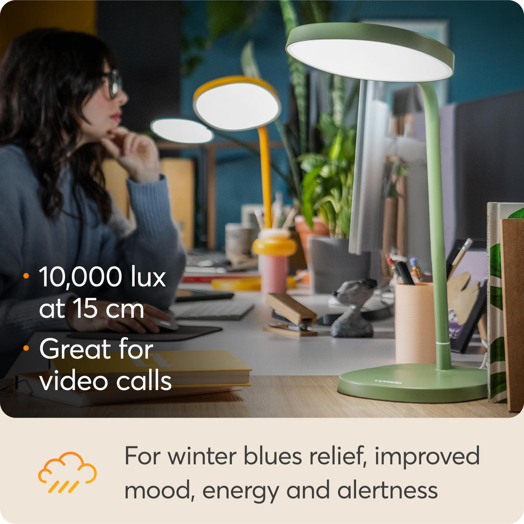 Lumie Task LED Desk Lamp - Bright Light Therapy for SAD - Sage Green - Very Good