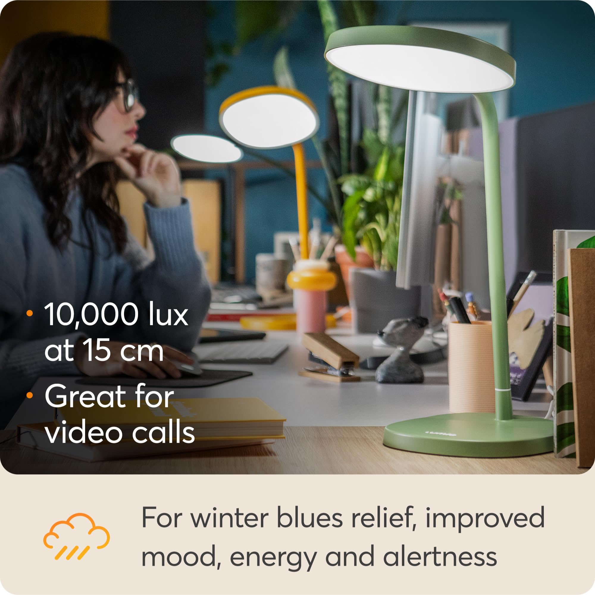Lumie Task LED Desk Lamp - Bright Light Therapy for SAD - Sage Green - Very Good