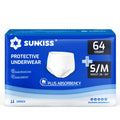 SUNKISS TrustPlus Incontinence Pants, Adult Pull Ups, Disposable Protective Underwear, S/M, 64 Count